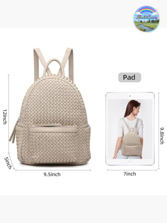 Mini Woven Faux Leather Backpack Purse, Trendy Versatile Daypack, Fashion